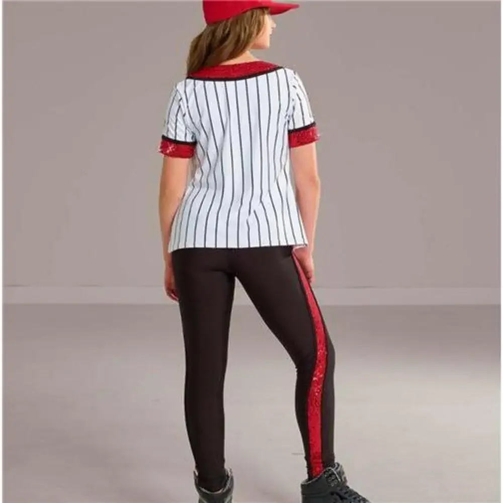 Pre-Owned Dance Costume Curtain Call J5374 Medium Child Red Jersey Hip Hop Sequ